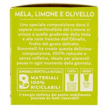 Carica l'immagine nel visualizzatore di Gallery, Bonomelli Infusi Fruttosi, Mela e Limone, Confezione da 12 Filtri, Gusto Unico e Originale, Infusione a Caldo e a Freddo, Ingredienti 100% Naturali (24g)