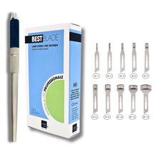Carica l'immagine nel visualizzatore di Gallery, Lame Sgorbia Best Blade + Manico Porta Lama in Alluminio con chiusura a vite – Start Kit Pedicure Professionale – 20 Lam