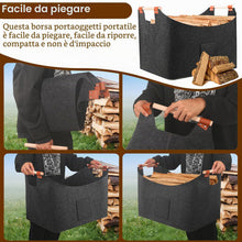 Carica l'immagine nel visualizzatore di Gallery, Borsa In Feltro Per Legna Da Ardere 40 X 40 X 60 Cm 96l
