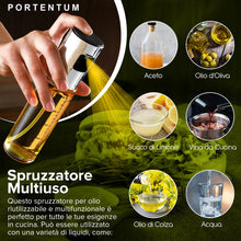 Carica l'immagine nel visualizzatore di Gallery, PORTENTUM Spruzzatore Olio Spray Premium per Cucina e Friggitrice ad Aria 100ml Spray Olio Cucina Antigoccia, Oliera di Vetro con Dispenser Accessori Friggitrice Senza Olio