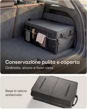 Carica l'immagine nel visualizzatore di Gallery, Praknu Organizer Bagagliaio con Coperchio Piccolo 35L – Pieghevole a 15L – 3 Scomparti con 11 Tasche – Idrorepellente e 