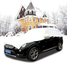 Carica l'immagine nel visualizzatore di Gallery, Telo Copriauto Impermeabile Invernale Esterno, Mezza Copertura per Auto con Strisce Riflettenti e Corde Antivento, Mezzo
