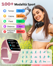 Carica l'immagine nel visualizzatore di Gallery, Popglory Smartwatch Uomo Donna, 1.85" Orologio Chiamate, Assistente AI, 100+ modalità Sportive Fitness Watch, Frequenza 