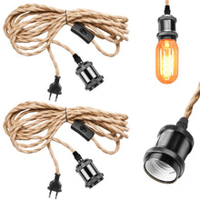 Carica l'immagine nel visualizzatore di Gallery, 2 Pezzi E27 Cavo Lampada Vintage a Sospensione, Lampada a Sospensione Vintage con Spina, Lampada a Sospensione con Spina