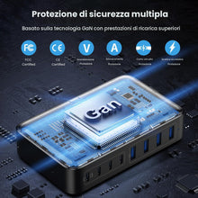Carica l'immagine nel visualizzatore di Gallery, 200W Caricatore USB C Multiplo, GaN III 8-Port 65W Caricabatterie PPS PD QC Alimentatore USB C Multipla Stazione di Rica