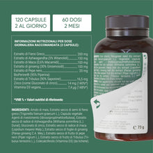 Carica l'immagine nel visualizzatore di Gallery, Testo-One® Testosterone Uomo | Nullure | 8 ingredienti | 120 cap. (2 mesi)