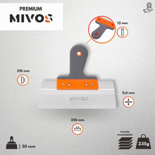 Carica l'immagine nel visualizzatore di Gallery, Mivos Spatola per Stucco Professionale in Acciaio INOX 250 mm/Spatola per Facciate con Impugnatura Morbida/Coltello per 