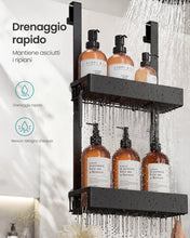 Carica l'immagine nel visualizzatore di Gallery, SONGMICS Mensola Doccia da Appendere senza Foratura, a 2 Ripiani, con Ganci