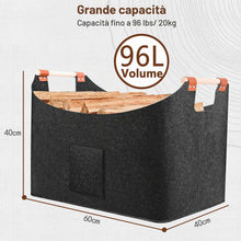 Carica l'immagine nel visualizzatore di Gallery, Borsa In Feltro Per Legna Da Ardere 40 X 40 X 60 Cm 96l