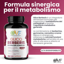Carica l'immagine nel visualizzatore di Gallery, OVF Glico Berberis 180 cps Integratore Alimentare con Berberina, Acido Alfa Lipoico, Gymnema, Cardo Mariano, Cromo e Can
