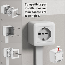 Carica l'immagine nel visualizzatore di Gallery, Electraline 60472 Contenitore da superficie FIXA con presa P40 (Schuko+10/16A), Bianco, IP40, compatibile per installazi