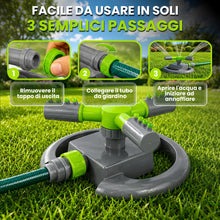 Carica l'immagine nel visualizzatore di Gallery, GARDENIX Irrigatore per prato girevole a 3 bracci, nero/arancione, connessione rapida Click-Lock, copertura fino a 85 m²