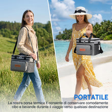 Carica l'immagine nel visualizzatore di Gallery, Borsa Termica Porta Pranzo 15L con Tracolla, Impermeabile, Grigio