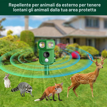 Carica l'immagine nel visualizzatore di Gallery, Repellente per Gatti Ultrasuoni Solare,120° Infrared Sensing - IP45 Impermeabile, 5 Modalità Regolabili, Caricamento Sol