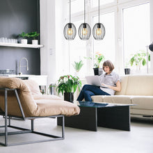 Carica l'immagine nel visualizzatore di Gallery, B.K.Licht Lampadario vintage, adatto per 3 lampadine E27 non incluse, largo 70cm, alto 112cm, lampada a sospensione con 