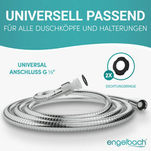 Carica l'immagine nel visualizzatore di Gallery, Engelbach® Tubo doccia flessibile 1,5m in acciaio inox - Con attacco standard - Flessibile e testato per l'acqua potabil