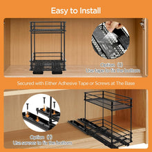 Carica l'immagine nel visualizzatore di Gallery, VINATO Portaspezie Scorrevole a 2 Livelli – Organizzatore Cucina Salvaspazio con Guide, Portaoggetti per Dispensa (26x15x21,8 cm)