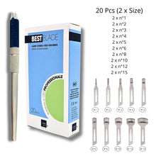 Carica l'immagine nel visualizzatore di Gallery, Lame Sgorbia Best Blade + Manico Porta Lama in Alluminio con chiusura a vite – Start Kit Pedicure Professionale – 20 Lam