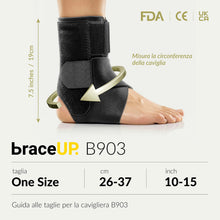 Carica l'immagine nel visualizzatore di Gallery, BraceUP Cavigliera Stabilizzante con Stecche Rimovibili, Nera