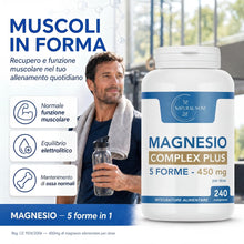 Carica l'immagine nel visualizzatore di Gallery, Magnesio Complex Plus 240 Compresse 5 Forme 450mg | Magnesio Bisglicinato Citrato Malato Pidolato | Magnesio Completo | 