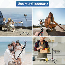 Carica l'immagine nel visualizzatore di Gallery, 180CM Treppiede per cellulare, Ulanzi Selfie Stick Quad Tripod con telecomando Bluetooth, rotazione di 360° in alluminio