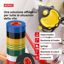 Carica l'immagine nel visualizzatore di Gallery, ERKO Nastro Isolante Elettrico PVC 19mm x 20m, Nero, 6kV