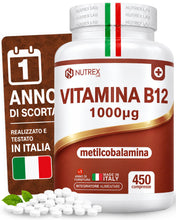 Carica l'immagine nel visualizzatore di Gallery, NutrexLab Vitamina B12 1000 mcg – Metilcobalamina – 450 Microcompresse – Alto Dosaggio – 15 Mesi di Scorta – Integratore