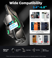 Carica l'immagine nel visualizzatore di Gallery, Caricatore Wireless, [Doppia Bobina] 15W Supporto per Telefono Auto con Ricarica Wireless, Auto-Bloccaggio Caricabatteri