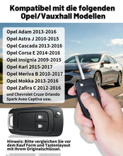 Carica l'immagine nel visualizzatore di Gallery, 2 alloggiamenti per chiave auto per Opel/Vauxhall Insignia, Astra J, Meriva, Zafira, Corsa, Mokka, Karl, Cascada Addam, 