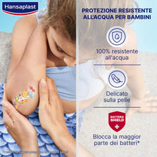 Carica l'immagine nel visualizzatore di Gallery, Hansaplast Cerotti Aqua Protect Kids, Cerotti bambini dal design colorato 100% resistenti all'acqua, Impermeabili per ba