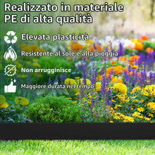 Carica l'immagine nel visualizzatore di Gallery, AggFencer Bordo Prato Flessibile 5cm x 7,6m Nero, Plastica. Installazione senza scavo, 46 picchetti inclusi. Per aiuole,