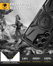 Carica l'immagine nel visualizzatore di Gallery, Lanhiem Cover per Samsung S23 Ultra, 14FT Antiurto, 360° Supporto, Nero