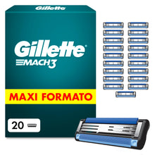 Carica l'immagine nel visualizzatore di Gallery, Gillette Lamette Mach 3, 20 Cartucce per Rasoio Barba Uomo, Multicolore