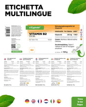 Carica l'immagine nel visualizzatore di Gallery, vit4ever Vitamina B2 (Riboflavina) - 365 Compresse - 250 mg