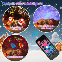 Carica l'immagine nel visualizzatore di Gallery, Proiettore Natale Esterno e Interno Proiettore Luci Natale 3D con Telecomando, 16 Diapositive di Motivi, Effetti di Onde