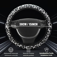 Carica l'immagine nel visualizzatore di Gallery, Coprivolante Auto Universale 38cm Leopardato Grigio, Protezione Volante Antiscivolo e Traspirante, Accessori Interni Aut