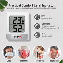 Carica l'immagine nel visualizzatore di Gallery, TempPro TP49 3 Pieces Small Digital Hygrometer Indoor Thermometer for Home