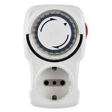Carica l'immagine nel visualizzatore di Gallery, Electraline 58113 Programmatore Timer Meccanico Giornaliero, Spina Italiana piccola 10 A, Presa Schuko + 10A, Bianco