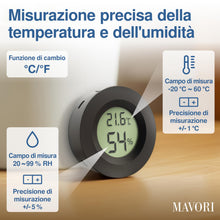 Carica l'immagine nel visualizzatore di Gallery, Igrometro rotondo 6 pz. - Termometro da interno digitale