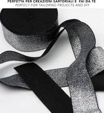 Carica l'immagine nel visualizzatore di Gallery, IPEA Elastico per Cucito LUREX - Corda Elastica da Cucire - 10 METRI - Made in Italy - Nastro Elastico da Cucito 40 mm Brillante per Accessori, Vestiti, Gonne, Borse, Cinture - Fettuccia - Argento