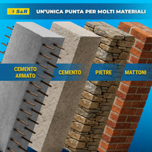 Carica l'immagine nel visualizzatore di Gallery, S&amp;R Set Punte Trapano SDS-Plus a 4 taglienti - 6 Punte per CEMENTO ARMATO e Muratura. Ø 5/6/8 x 11cm - 6/8/10 x 16cm. Pu