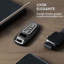 Carica l'immagine nel visualizzatore di Gallery, kwmobile Custodia Copri Chiave Compatibile con Audi A6 A7 A8 Q7 Q8 Keyless 3 Tasti - Cover Coprichiave Telecomando Auto 