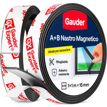 Carica l'immagine nel visualizzatore di Gallery, GAUDER Nastro magnetico A+B autoadesivo per zanzariere (1+1 m)