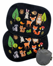 Carica l'immagine nel visualizzatore di Gallery, HECKBO 2X parasole per auto con 8 ventose - motivo animali della foresta - 44x36cm - parasole per finestrino laterale de
