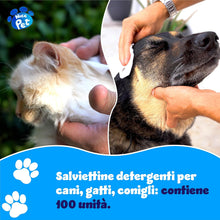 Carica l'immagine nel visualizzatore di Gallery, Nice Pet Salviette IGIENIZZANTI Cani, Gatti con CLOREXIDINA - 100 Salviette - Proteggono Il PH Naturale - Profum al Muschio - Salvette Ideali per l'igiene Manto di Cani e Gatti | Salviette Cane