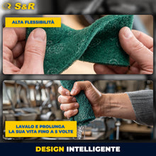 Carica l'immagine nel visualizzatore di Gallery, S&amp;R 12 Spugne Abrasive Grandi per Metallo Legno Acciaio inox per Cucina o Fai-da-te. Carta Vetrata a Grana fine e grossa