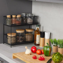 Carica l'immagine nel visualizzatore di Gallery, Relaxdays Organizer per Armadietti Cucina, Organizzatore Estraibile in Metallo, 2 Cestelli, 32 x 19 x 35,5 cm, Nero