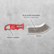 Carica l'immagine nel visualizzatore di Gallery, wolfcraft Spazzola manuale in acciaio inox con manico in plastica - per acciaio inox, metallo, metalli non ferrosi I Rim
