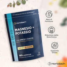 Carica l'immagine nel visualizzatore di Gallery, Magnesio e Potassio + Zinco e Calcio - 180 Compresse Vegane