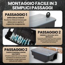 Carica l'immagine nel visualizzatore di Gallery, Trappola per Ratti e Topi per Esca Rodenticida – Set da 2 Box Bloccabili con Coperchio Trasparente, Resistente alle Inte